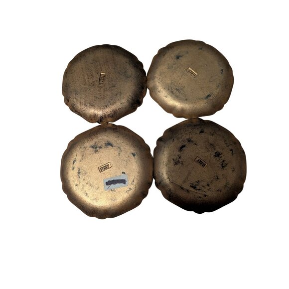 Italian Florentine Blue Gold Resin Coasters Trinket Dishes Set Of 4 4-Inch Round - Picture 14 of 16